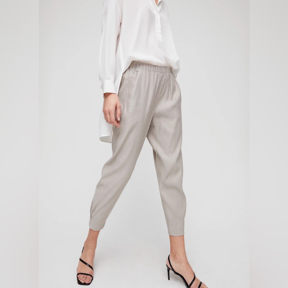 Babaton |  Aritzia Dexter Wool Cashmere Pleated Cropped Trouser Light Gray | Sz4